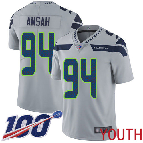 Seattle Seahawks Limited Grey Youth Ezekiel Ansah Alternate Jersey NFL Football #94 100th Season Vapor Untouchable